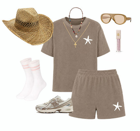 Set Badstof Starfish White Velvet Brown.