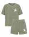 Set Badstof Starfish White Velvet Sage Green