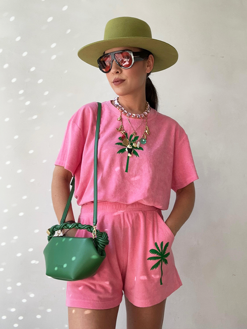 Palmtree Green Velvet Terry Set | HINWEIS: Lieferzeit 5-7 Werktage