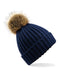 Beanie aus dickem Strick und Kunstfell