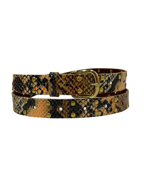 Belt Leather Long Snake Gold Studs
