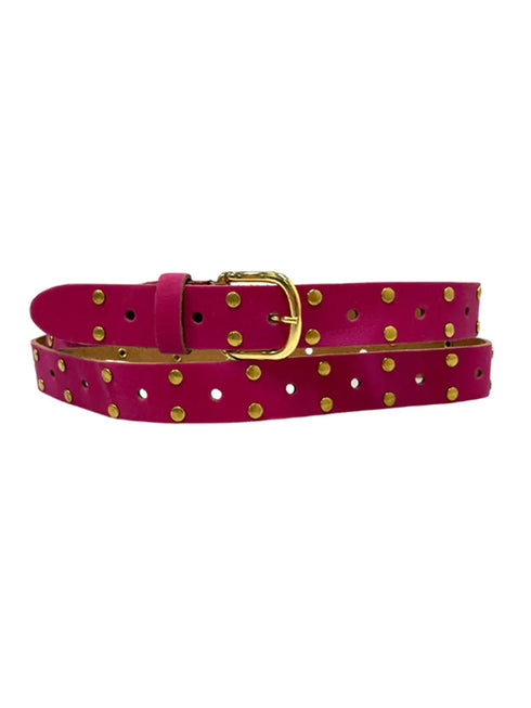 Belt Leather Long Gold Studs