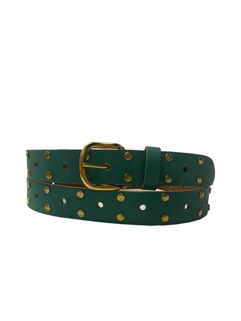 Belt Leather Long Gold Studs