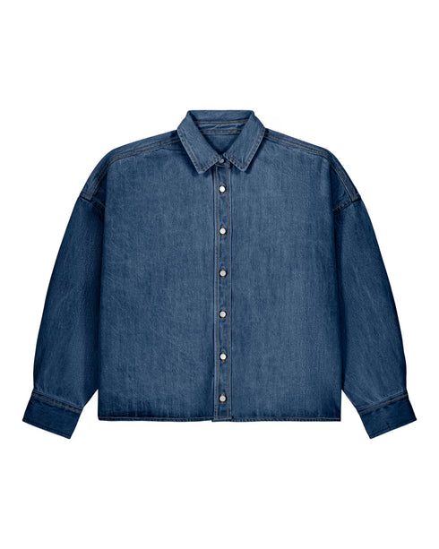 Boxy Blouse Basic Dark Denim