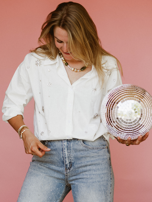 Blouse Strass White
