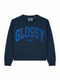 Boxy Sweater Glossy Vibes Dunkelblau Glitzer