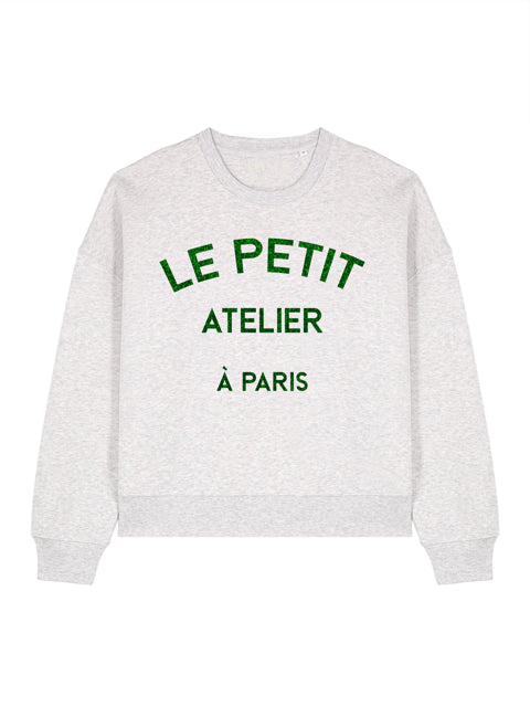 Kastenförmiger Pullover Le Petit Atelier Grüner Glitzer