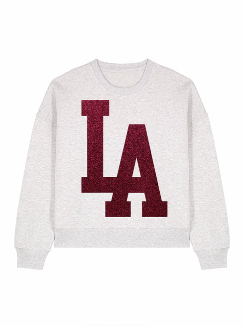 Boxy Sweater Los Angeles Bordeaux Glitzer