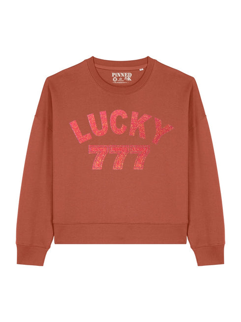 Boxy Sweater Lucky 777 Coral Glitter