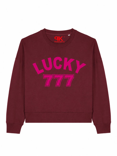 Boxy Sweater Lucky 777 Neon Pink Velvet