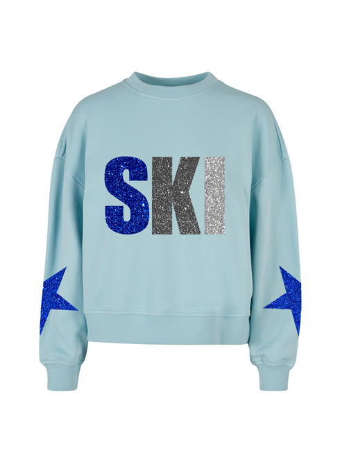 Boxy Sweater SKI Mixed Blue Glitter - Light Blue