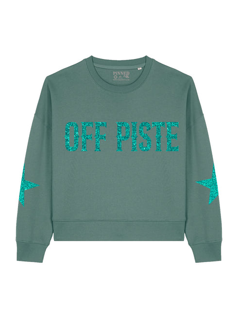 Boxy Sweater Off Piste Jade Green Glitter
