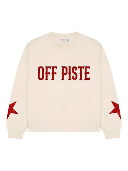 Boxy Sweater Off Piste Red Glitter