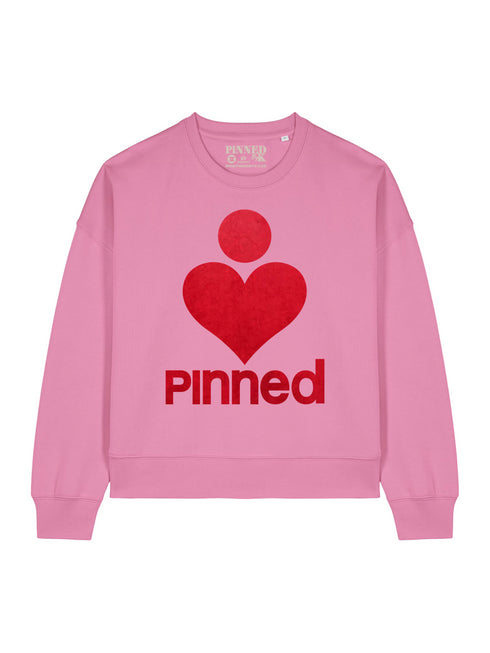 Boxy Sweater PiNNED Neon Red Velvet - Bubble Pink