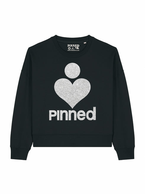 Kastenförmiger Pullover mit silbernem Glitzer