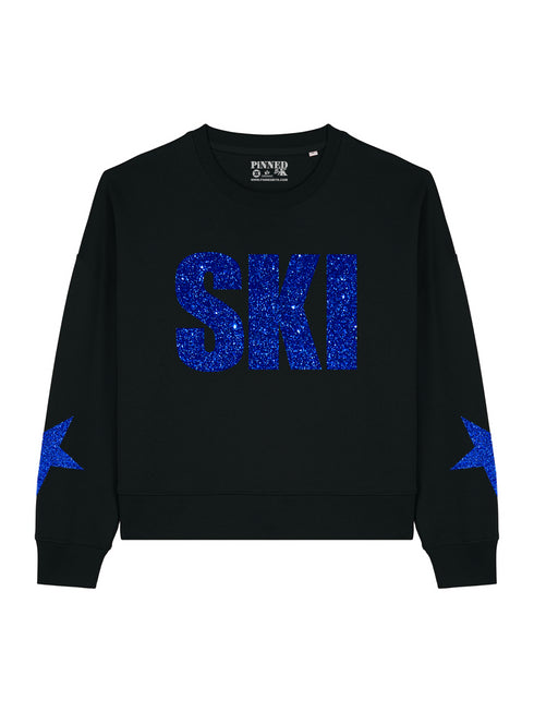 Boxy Sweater Ski Dark Blue Glitter