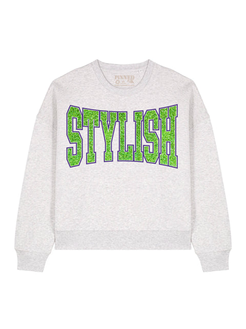 Boxy Sweater Stylish Green Glitter
