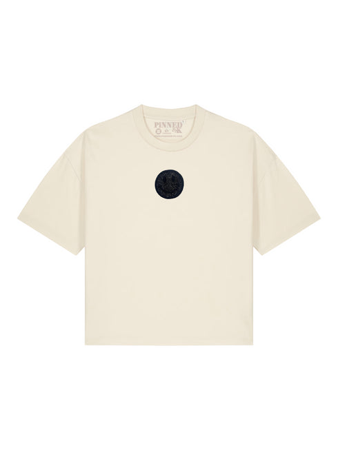 Boxy T-Shirt 3D Smiley Schwarz Glitzer - Offwhite