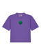 Boxy T-shirt 3D Smiley Green Glitter - Purple