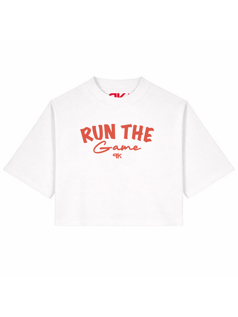 Cropped T-shirt Run The Game Coral