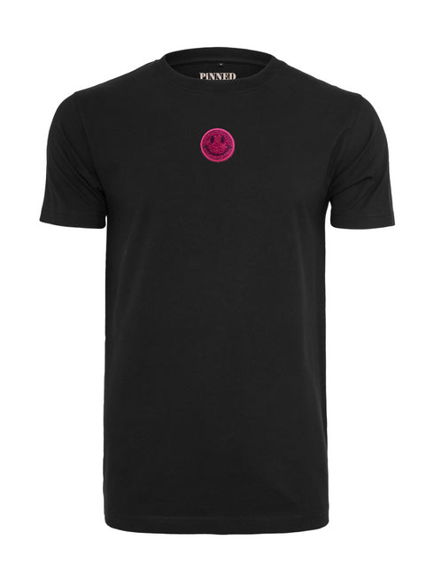 Curve T-Shirt 3D Smiley Pink Glitzer - Schwarz