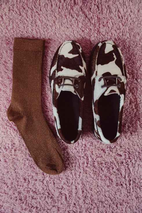 Socks Long Stripes Glitter - Brown