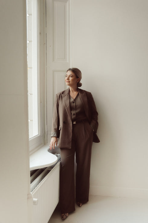 Blazer Boyfriend Double Breasted Mocca  | NOTE: Levertijd 5-7 werkdagen