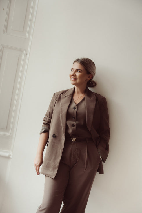Blazer Boyfriend Double Breasted Mocca  | NOTE: Levertijd 5-7 werkdagen