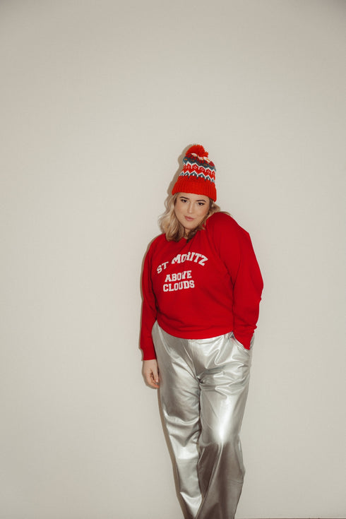 Retro Ski Beanie Blue - Red