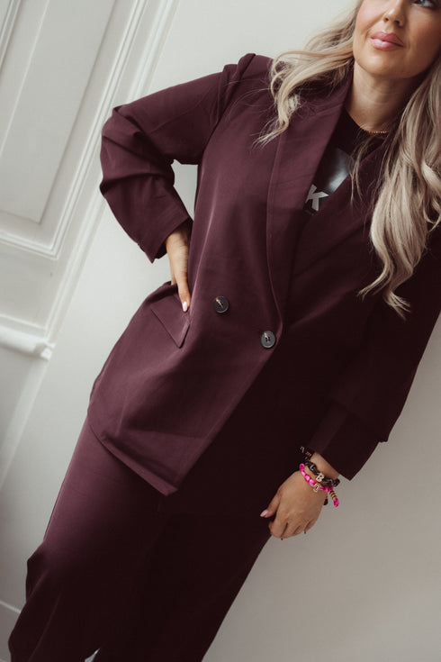 Blazer Boyfriend Double Breasted Bordeaux  | NOTE: Levertijd 5-7 werkdagen
