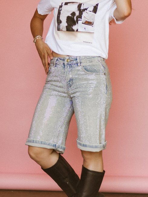 Denim Jort Glitter