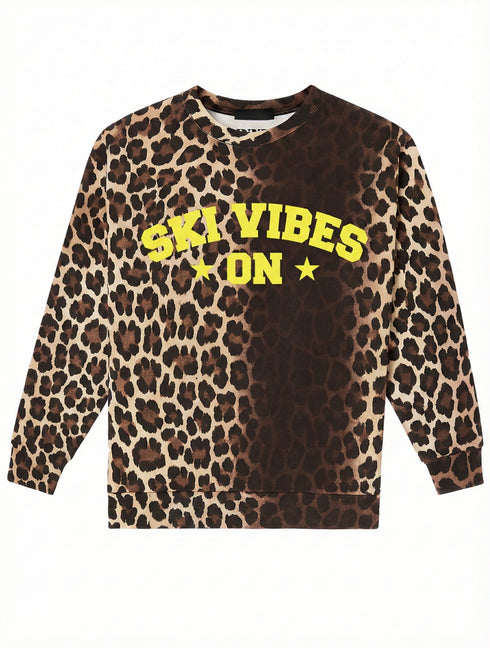 Sweater Leopard Ski Vibes Neon Yellow Velvet - Multi Color