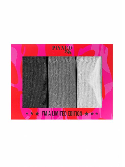 Gift Package Socks Grey Glitter