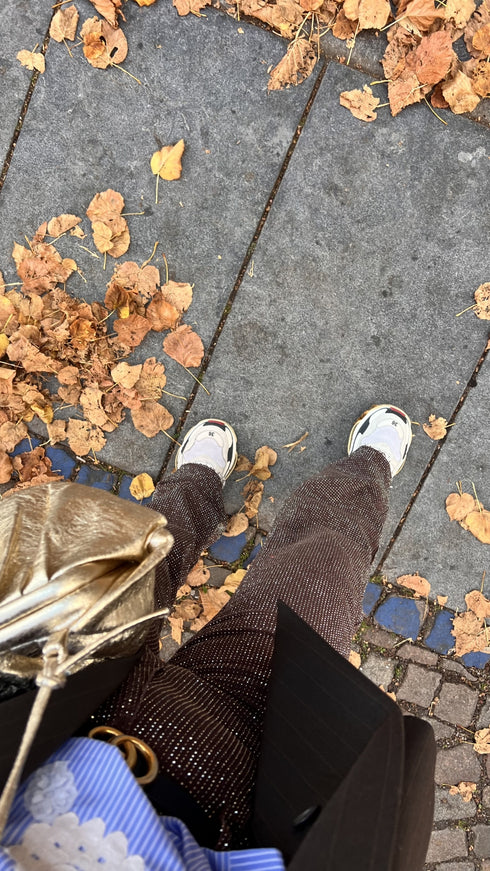 Jeans Wide Leg Sparkle All over - Brown
