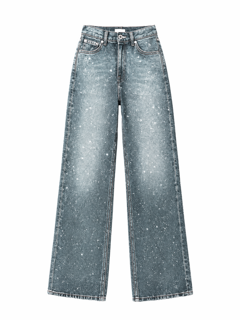 Jeans Wide Leg Jeans Glitter - Blue