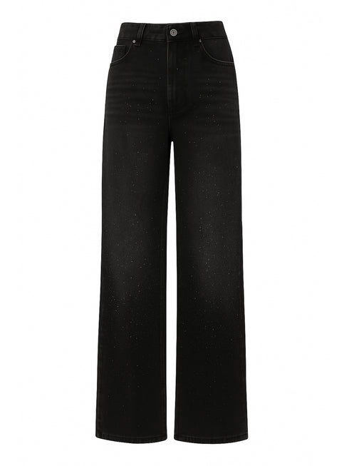 Jeans Wide Leg Glitter - Black