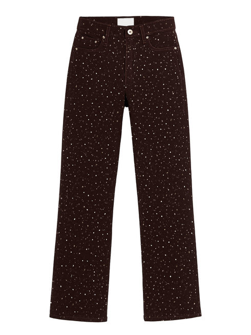Jeans Wide Leg Sparkle All over - Brown