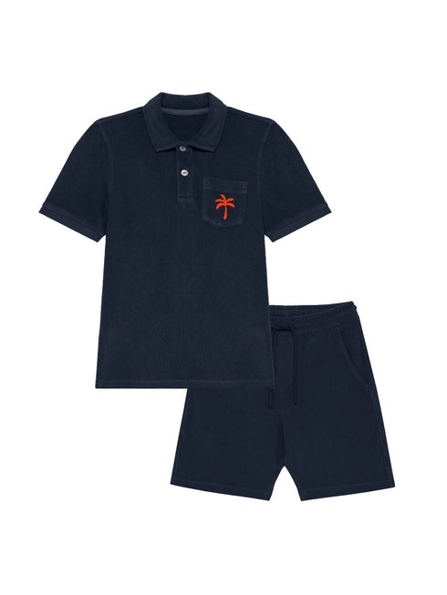 Jungen Frottee Set Palme Mini Neon Orange Samt | HINWEIS: Lieferzeit 5-7 Werktage