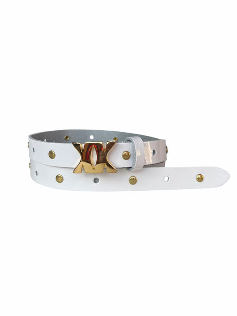 Leather Belt Shine Gold PBK Laque Gold Studs