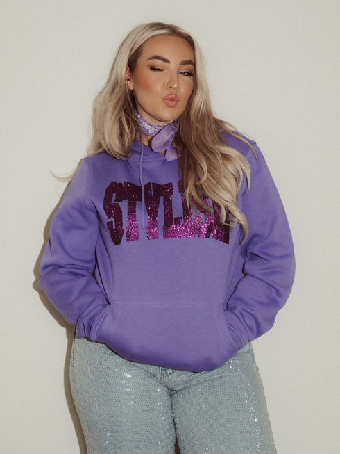 Limited Hoodie Stylish Purple Glitter