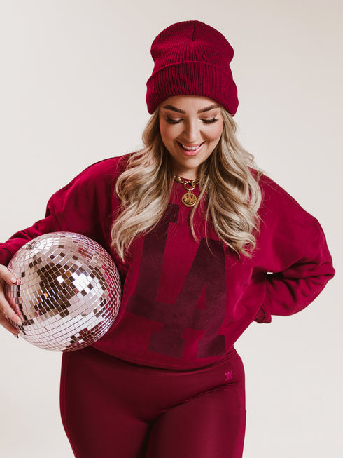 Boxy Sweater Los Angeles Bordeaux Velvet