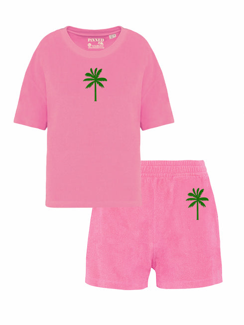 Set Badstof Palmtree Green Velvet | NOTE: Levertijd 5-7 werkdagen