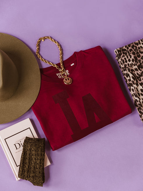 Boxy Sweater Los Angeles Bordeaux Velvet