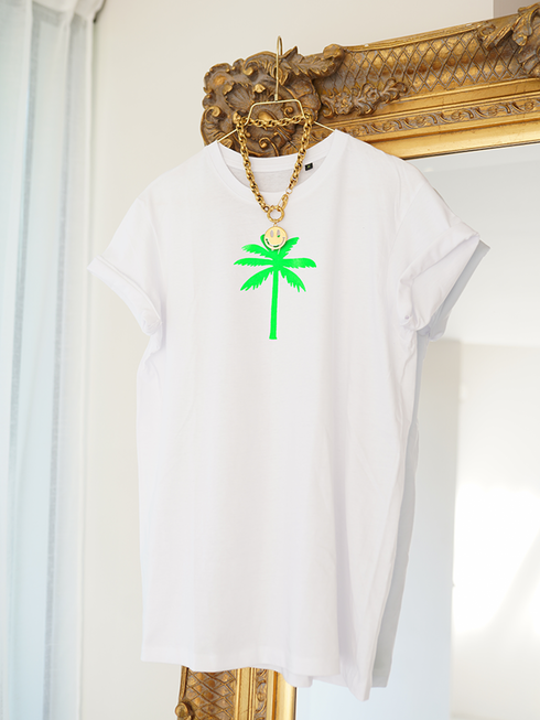 T-shirt Palmtree Neon Green Velvet