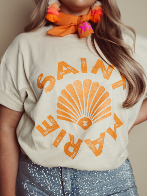 Curve T-Shirt Saint Marie Orange - Off White