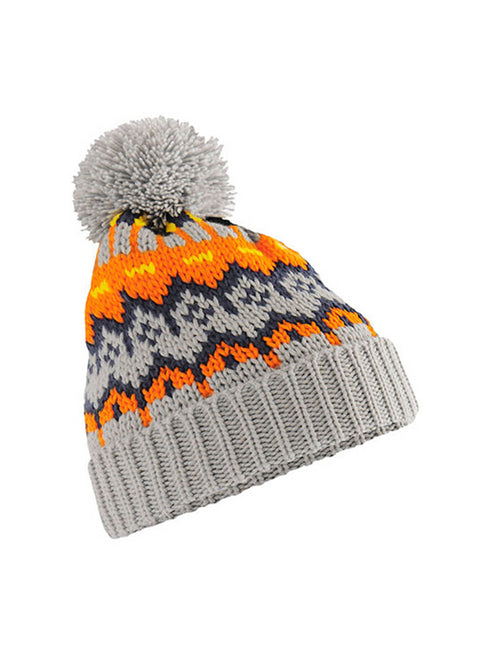 Retro Ski Beanie Orange - Grey