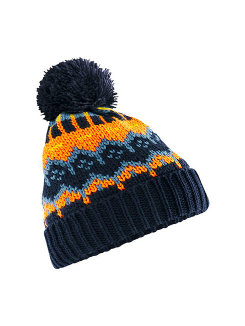 Retro Ski Beanie Yellow - Navy Blue