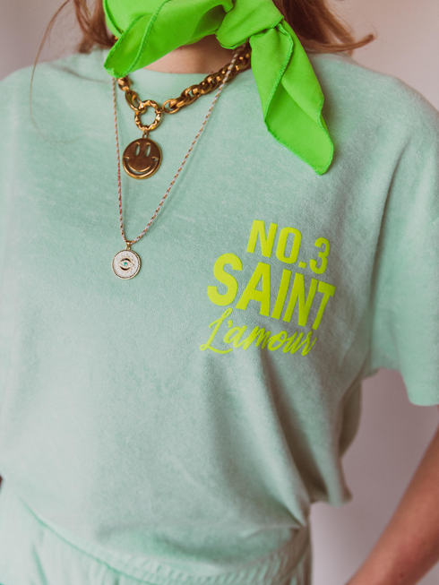 Set Badstof Saint L'amour Velvet Neon Yellow - Mint