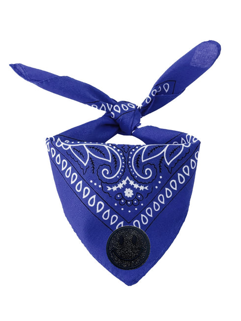 Scarf 3D Smiley Black Glitter - Cobalt