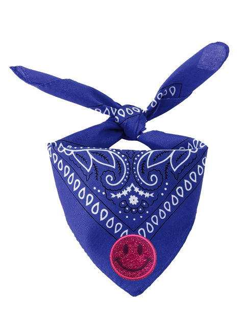 Scarf 3D Smiley Pink Glitter - Cobalt